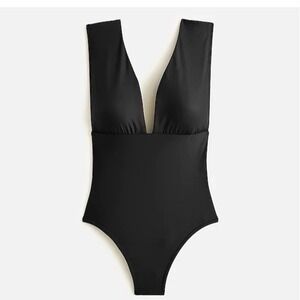 J. Crew Ava Deep V Neck One Piece Woman's Swimsuit Size 6 Black Vacation Beach